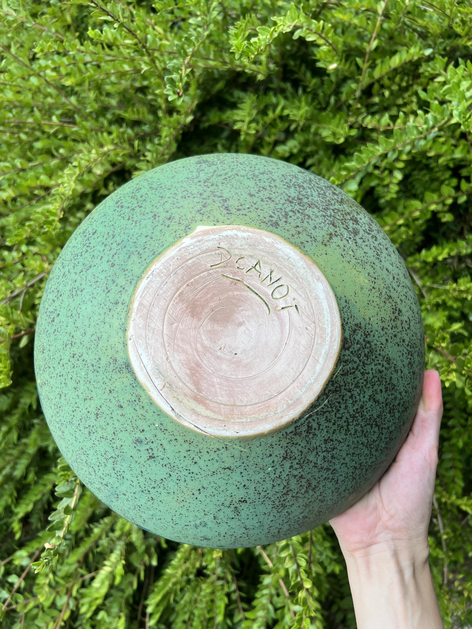 🫐 Large signed salad bowl in glazed blue-green stoneware/terracotta - Handmade – photo 9